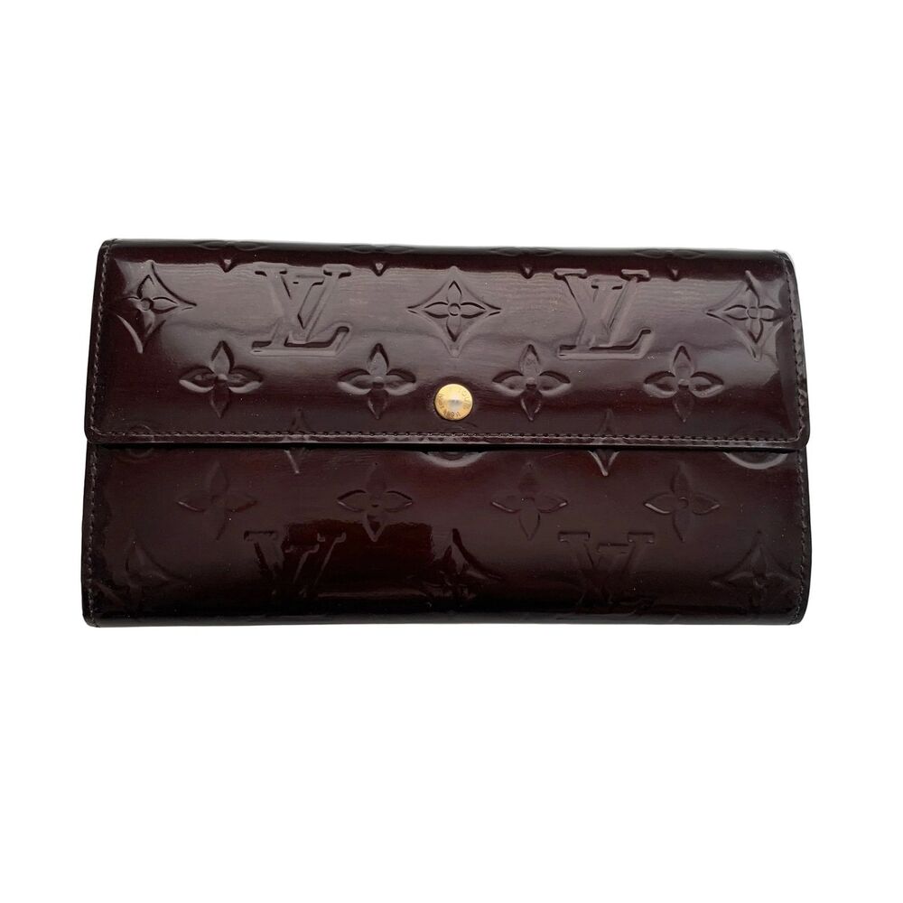 Louis Vuitton vernis patent Leather amarante long wallet tn0191 authentic with - Picture 1 of 9
